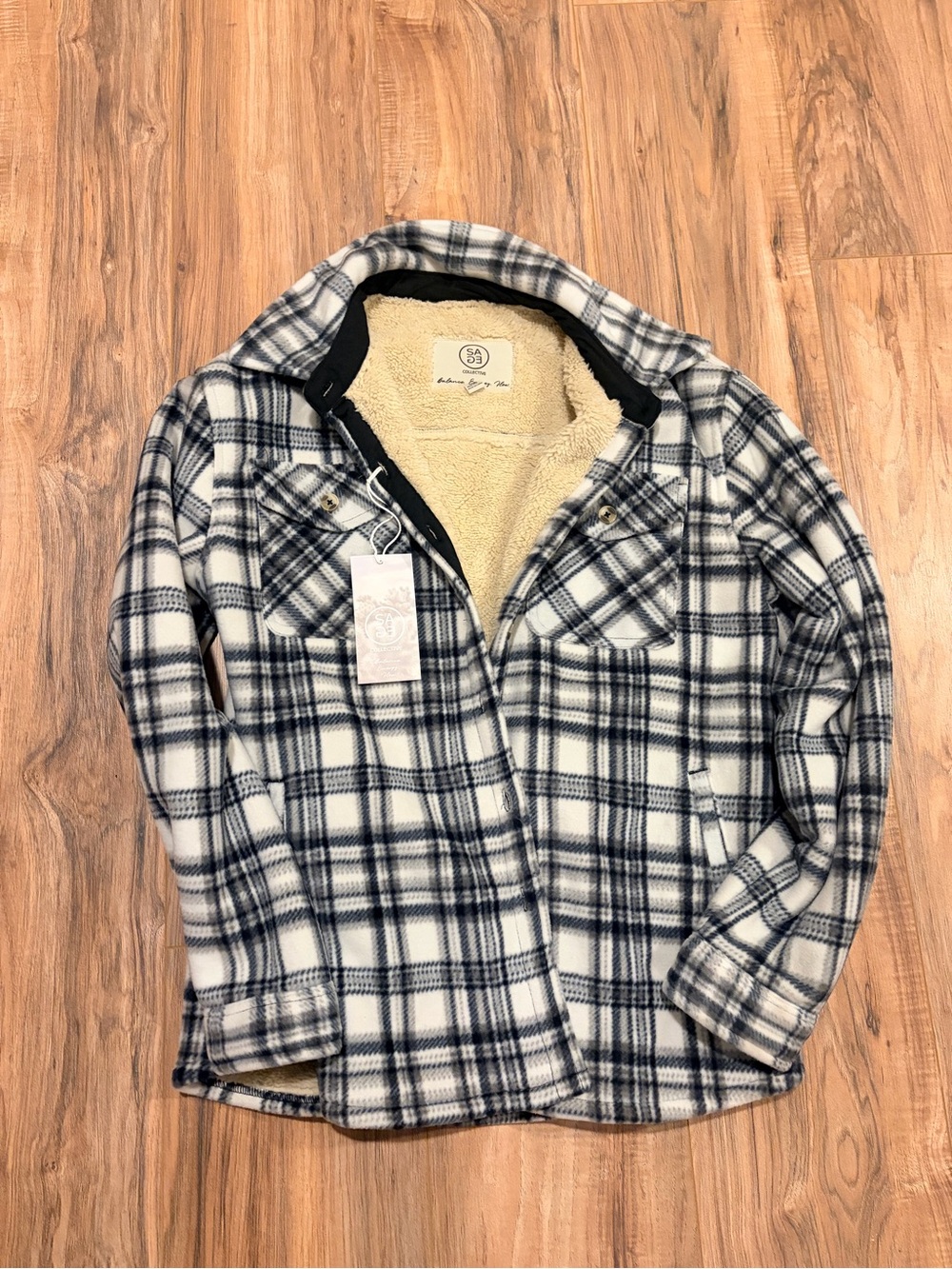 Plaid Sherpa-Lined Jacket - Black & White